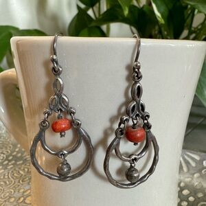 Silpada W1560 Coral Sterling Silver Earrings .925 Chandelier Coral Sponge Drop